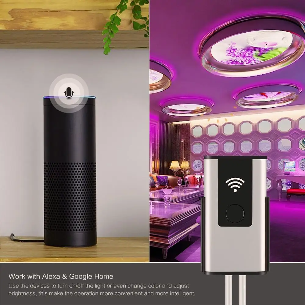 Умный беспроводной wifi контроллер для Светодиодный светильник с полосками для RGB светильник с музыкой в Amazon Alexa и Google Home с приложением Womo Smart