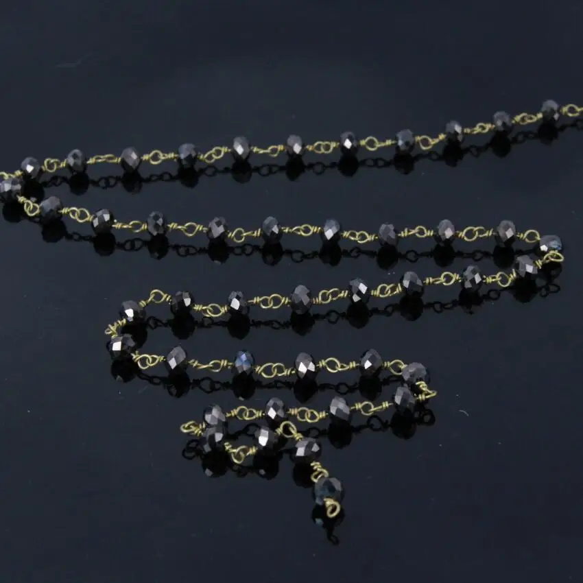 5 метров бусины-цепочки из черного стекла с гранеными стеклянными бусинами |