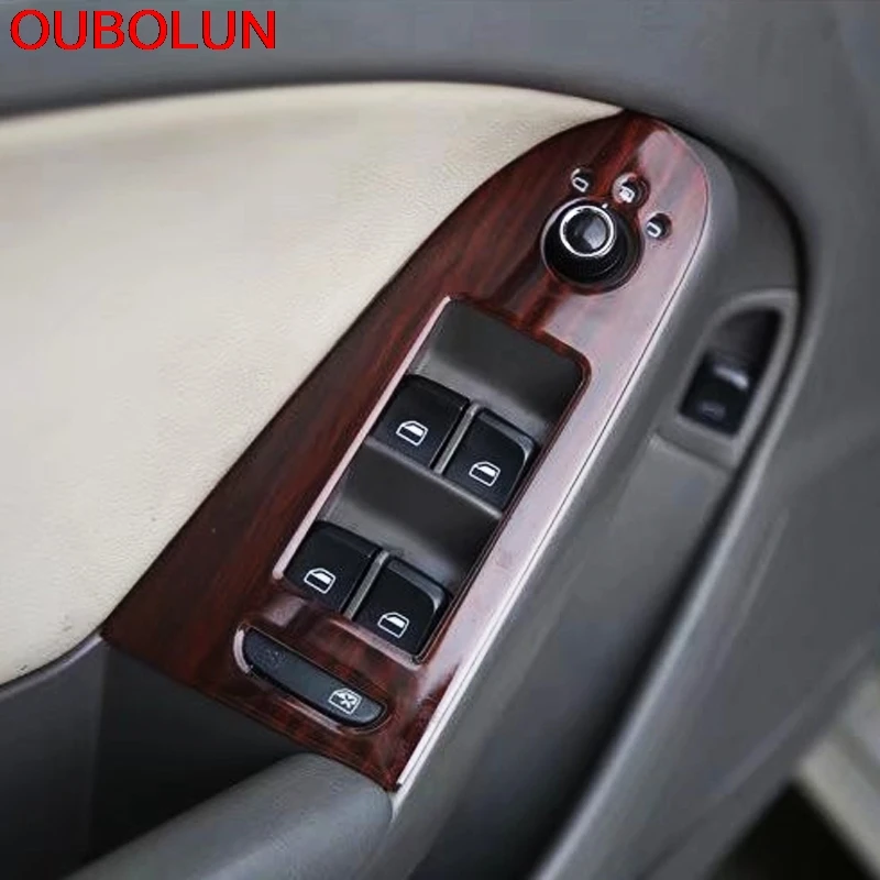 OUBOLUN ABS Plastic Wood Paint Interior Parts Window Switch Handle Trim Front Gear Shif Panel Cover For Audi A4L A4 L 2009-2016 |