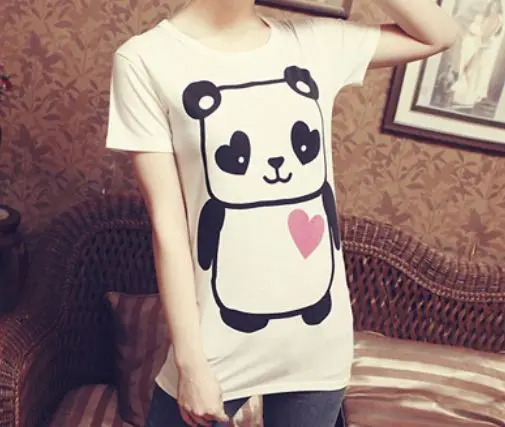 Free shipping 2013 women's t shirt fashion cute cartoon panda printing simple and stylish women AY1255807808 | Женская одежда