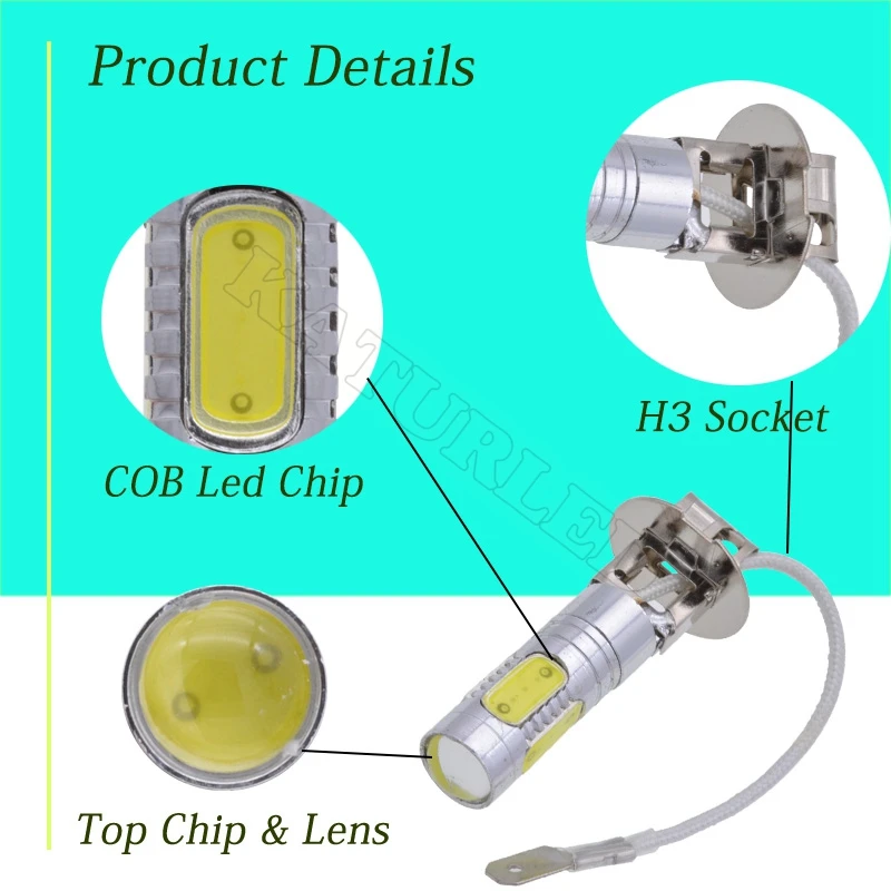1 шт. Katur H3 светодиодный противотуманный светильник для вождения лампы COB Chips