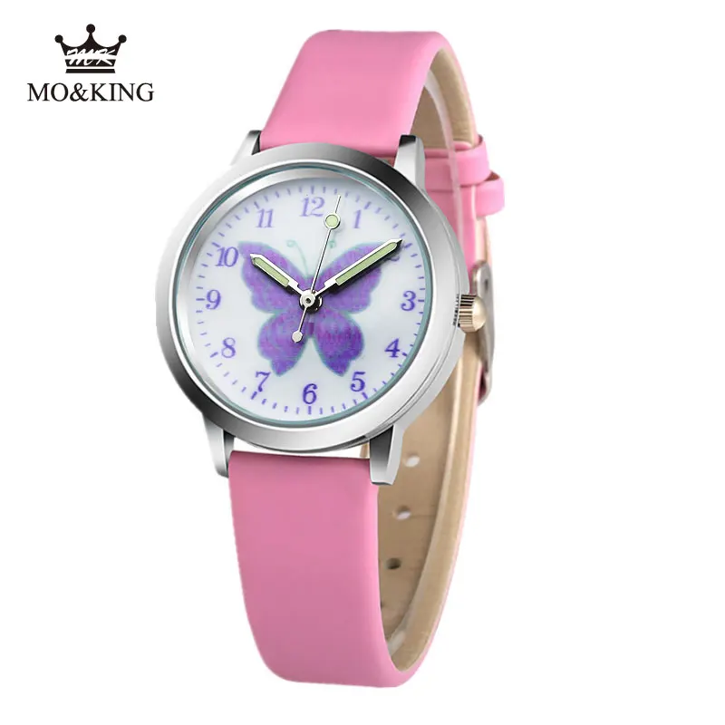 2018 New relojes Cartoon Children Watch Purple butterfly Watches Fashion Kids Cute rubber Leather quartz Girl boy A1 | Наручные часы