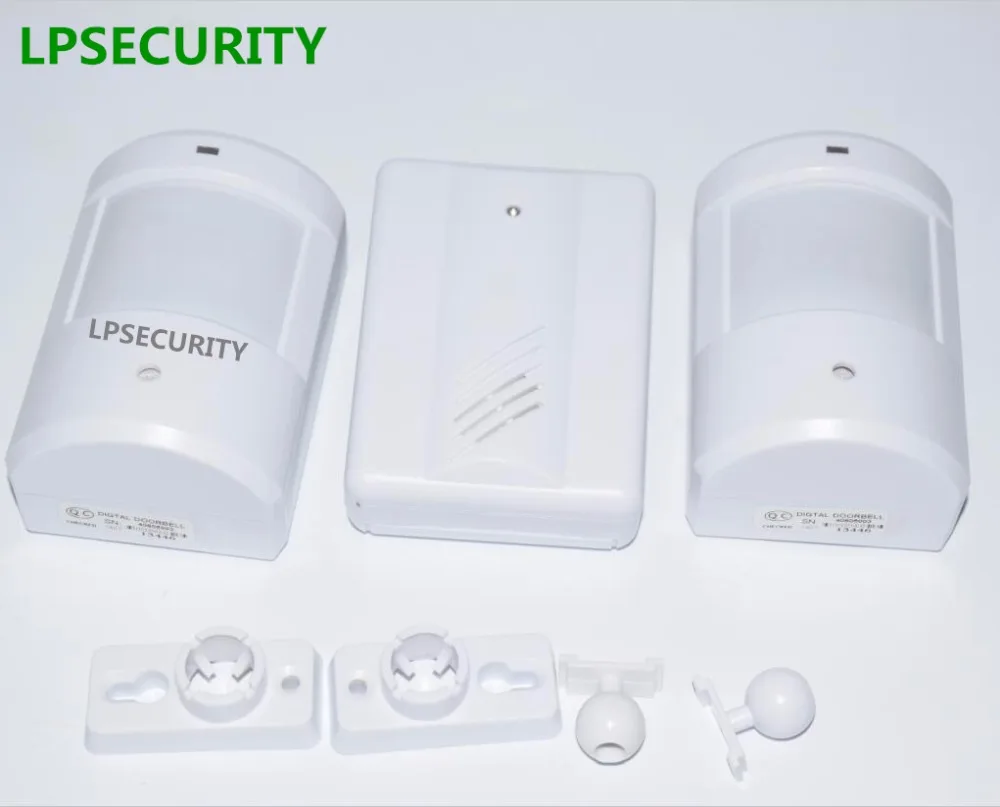 LPSECURITY 2 передатчика 1 приемник PIR дверные звонки и куранты/беспроводной PIR датчик движения дверной звонок магазин оповещения посетителей звонок