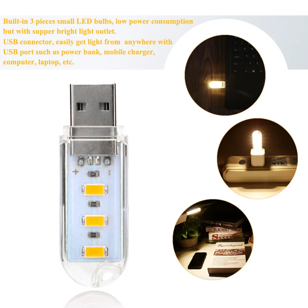 Coquimbo Mini USB светодиодные лампы 3/8 светодиодов SMD 5730 теплый/белый свет для ПК