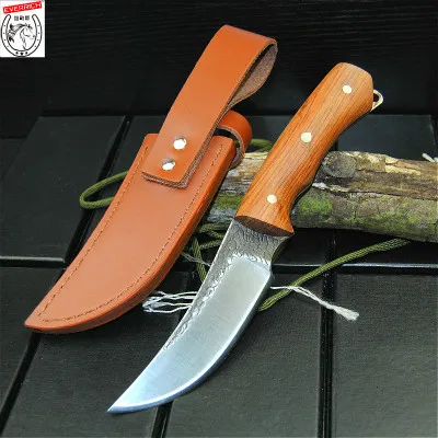 Японский ручной Кованый пружинный стальной honghua грушевидный деревянный ручной прямой нож для охоты на природе коллекционный нож с лезвием
