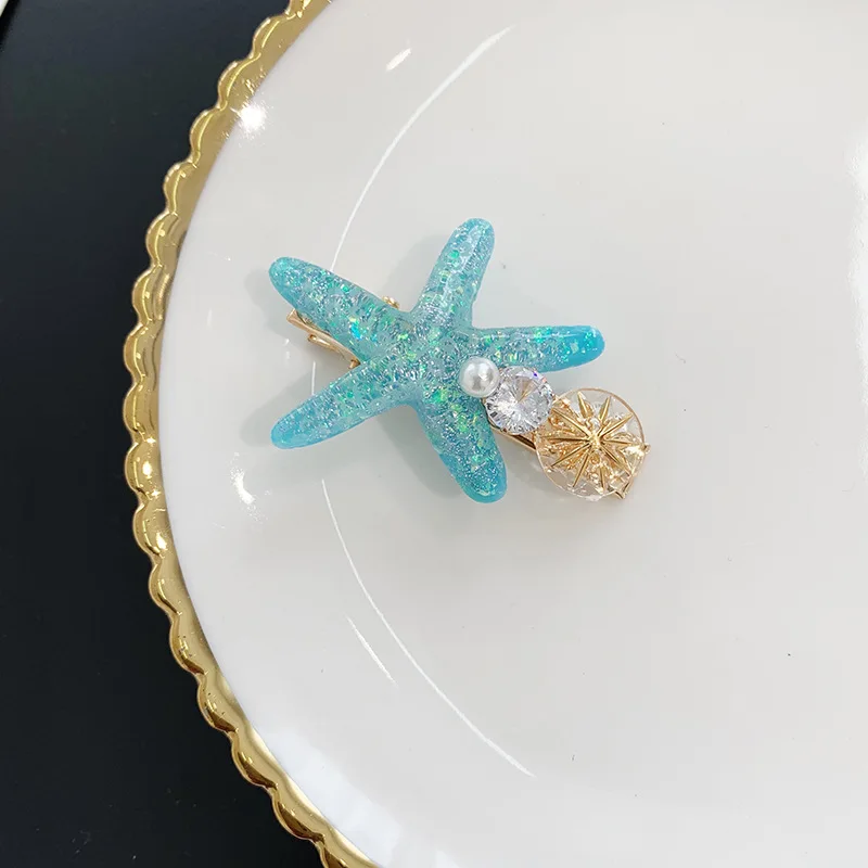 blue Ruoshui заколки в виде морской звезды для женщин Кристалл для девушки заколки для волос зажим женские аксессуары для волос геометрические заколки украшения для волос Тиара - Цвет: blue