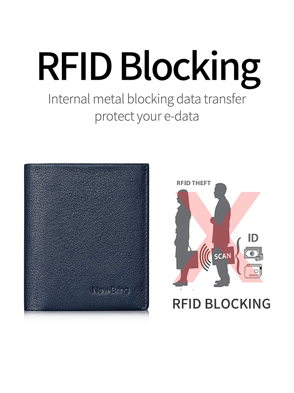 NewBring тонкий кожаный RFID блокирующий кошелек мужской для карт|Мужские кошельки| |
