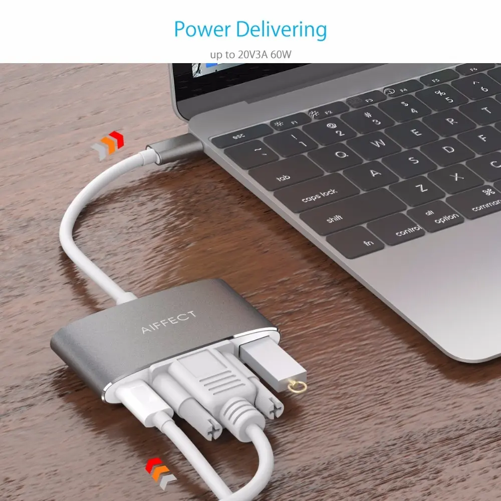 Адаптер AIFFECT Type C VGA зарядный порт USB3.1 3 в 1 концентратор для Pro телефона Macbook