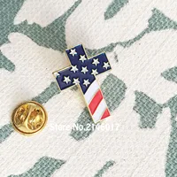 100pcs Customized Enamel Lapel Pins Brooch Christian Cross Pin Badge with USA Flag American US Patriotic Religious Jewelry