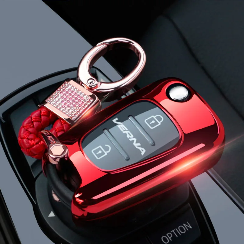 red with buckle Весь чехол для ключей автомобиля, брелок для ключей, брелок для hyundai I10 I20 I30 IX35 Solaris Kia K2 K5 Rio Sportage FlipKey - Название цвета: red with buckle