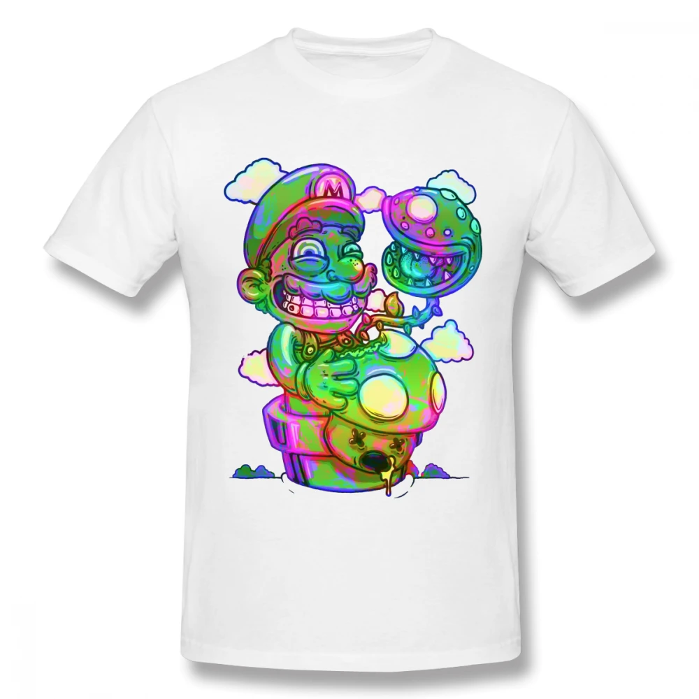 Мужская футболка с грибами Super Mario Psychedelic хлопковая Футболка больших размеров 4XL 5XL