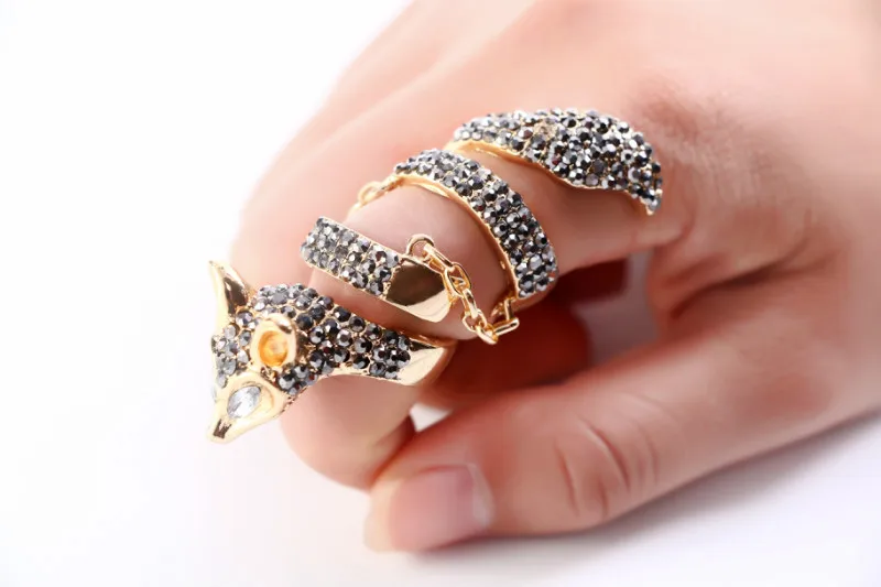 Новое поступление 2017 Лидер продаж кольца в форме золотой лисы австрийский