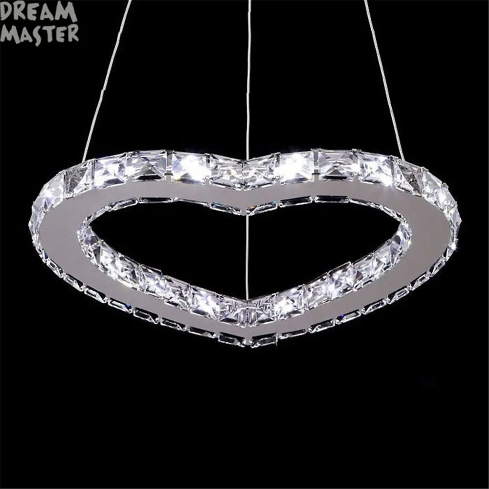 Купи LED crystal lighting pendant lamp fixture heart shape for home living room bedroom lustres de cristal lampada hanging lamparas за 4,500 рублей в магазине AliExpress