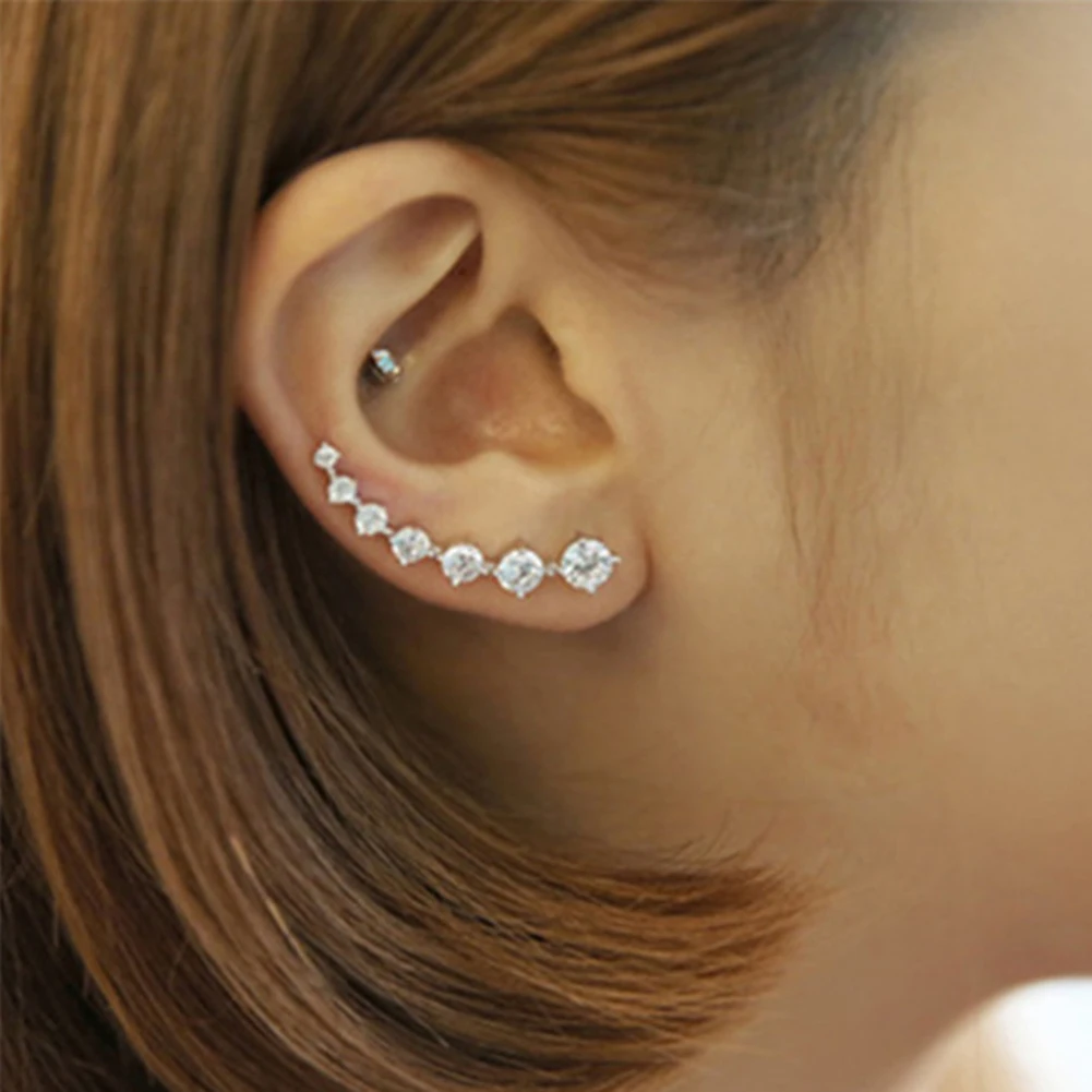 Fashion Women Party Jewelry Single Row Cubic Zirconia Crawler Climber Earrings New trendy | Украшения и аксессуары