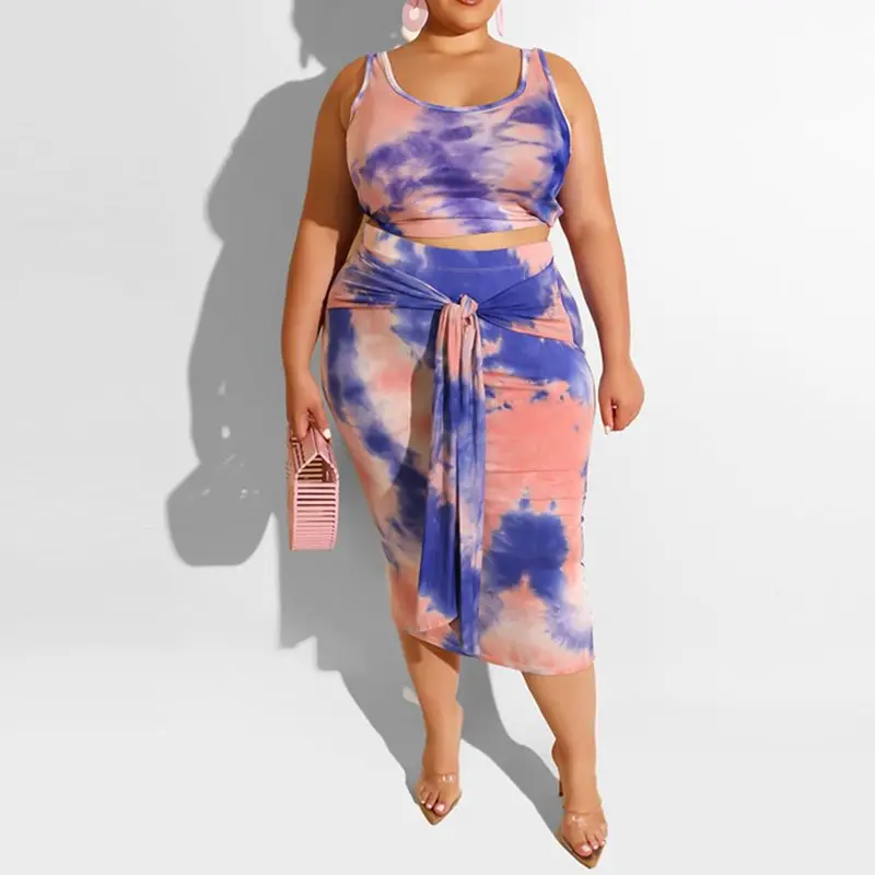 Сексуальные женские комплекты модный принт майка юбка карандаш высокая талия