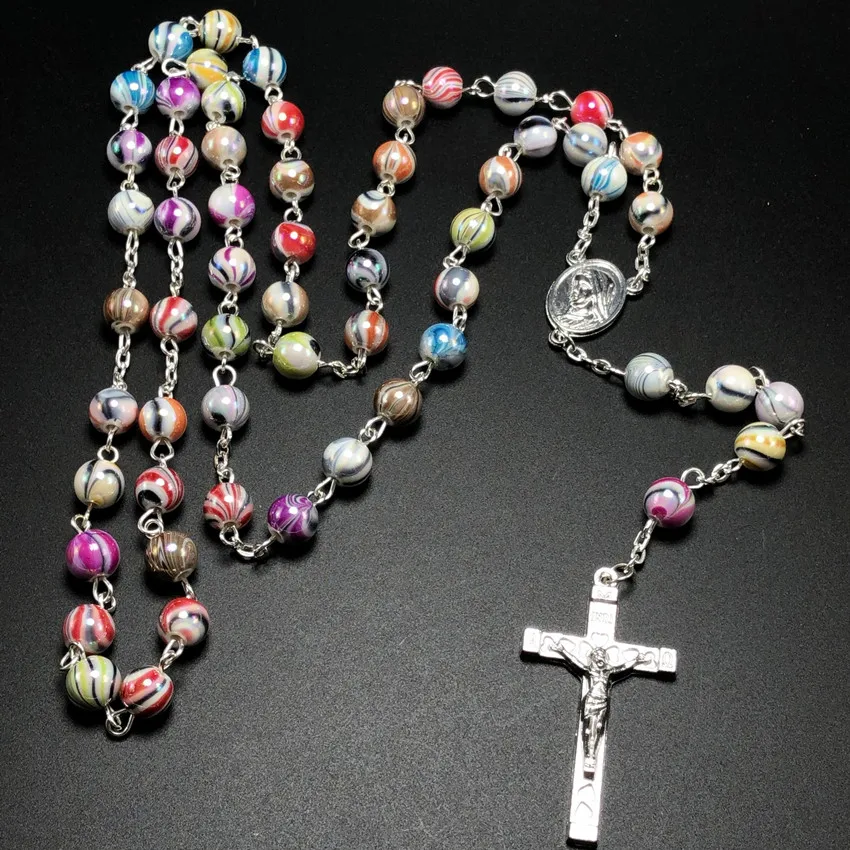 Католические Четки жемчужные бусины подвеска с крестом Иисуса ожерелье