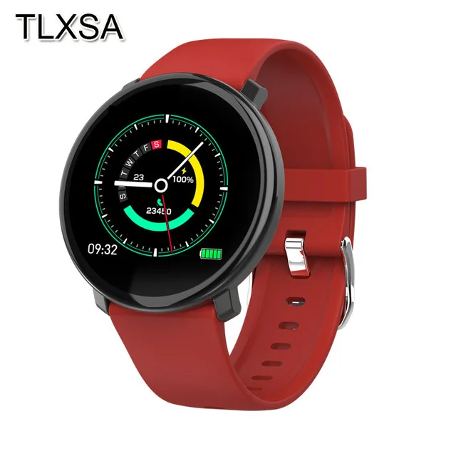 red-silicone M31 умные Мужские часы с монитором сердечного ритма, спортивные фитнес-часы, браслет с полным экраном, сенсорные многоязычные Смарт-часы для Android IOS - Цвет: red-silicone