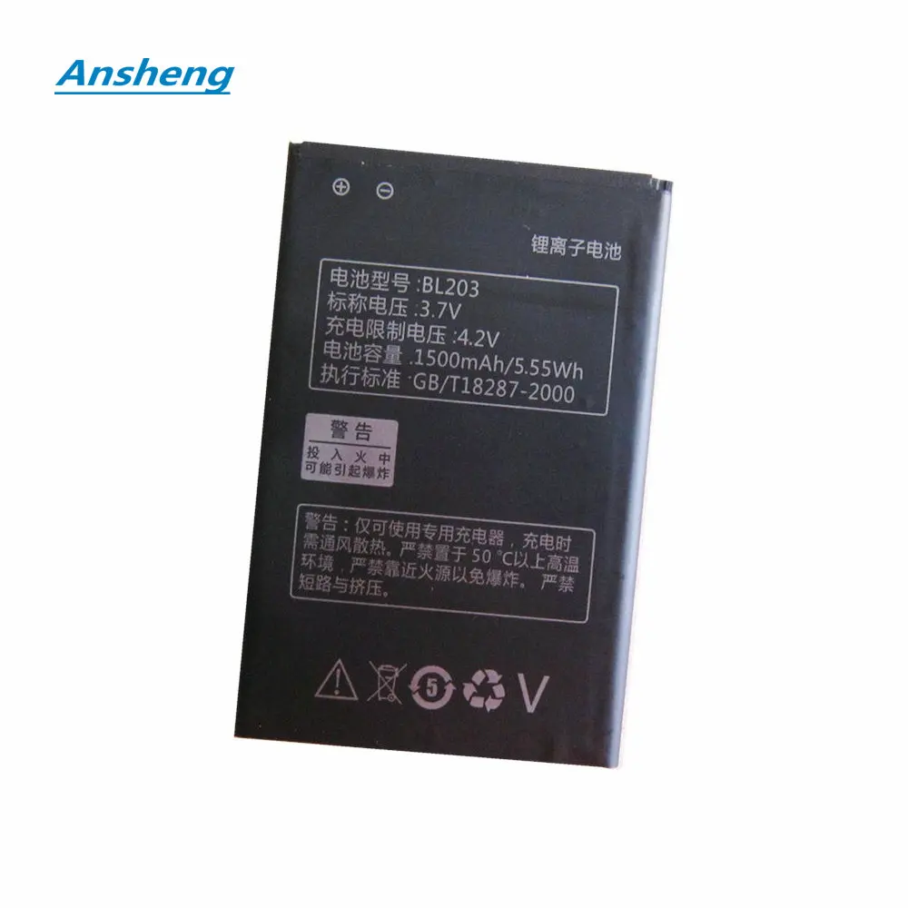 Аккумулятор Ansheng 1500 мАч BL203 для смартфона Lenovo A278T A365E A308T A369 A66 A318T A385E|Аккумуляторы