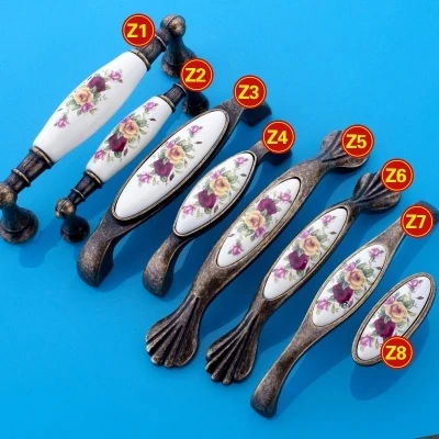 2 шт. винтажные бронзовые керамические дверные ручки деревянные выдвижные для