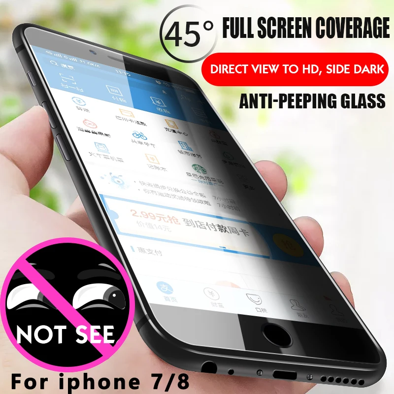IIRROONN 6D защита конфиденциальности экрана протектор для iPhone 7 8 Anti Peeping закаленное