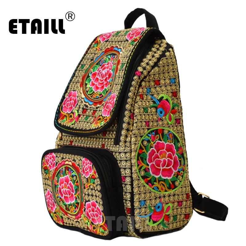 ETAILL Yunnan рюкзак с вышитыми цветами для девочек подростков школьные сумки в