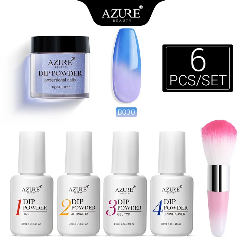 Набор кистей для дизайна ногтей AZURE BEAUTY 6 шт./лот хамелеоновый термо порошок