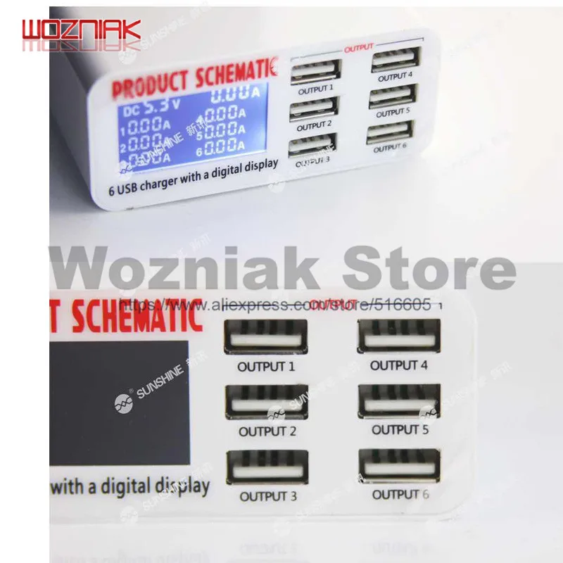 WOZNIAK мульти порт usb-хаб умная быстрая зарядная станция умный цифровой дисплей 6