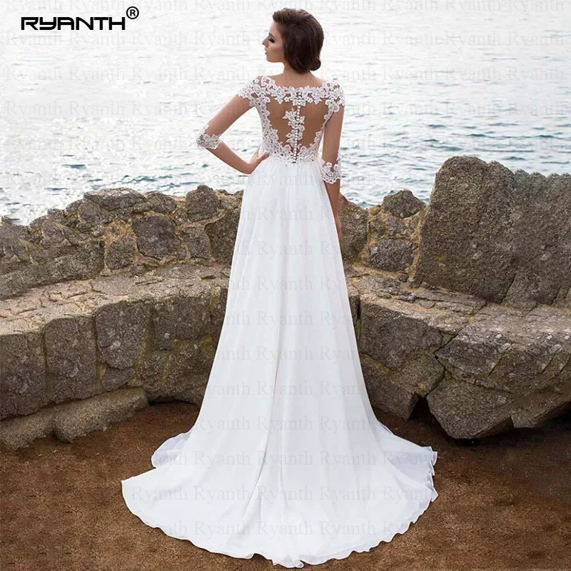 Vestido De Noiva пляжные свадебные платья с глубоким вырезом простые шифоновые