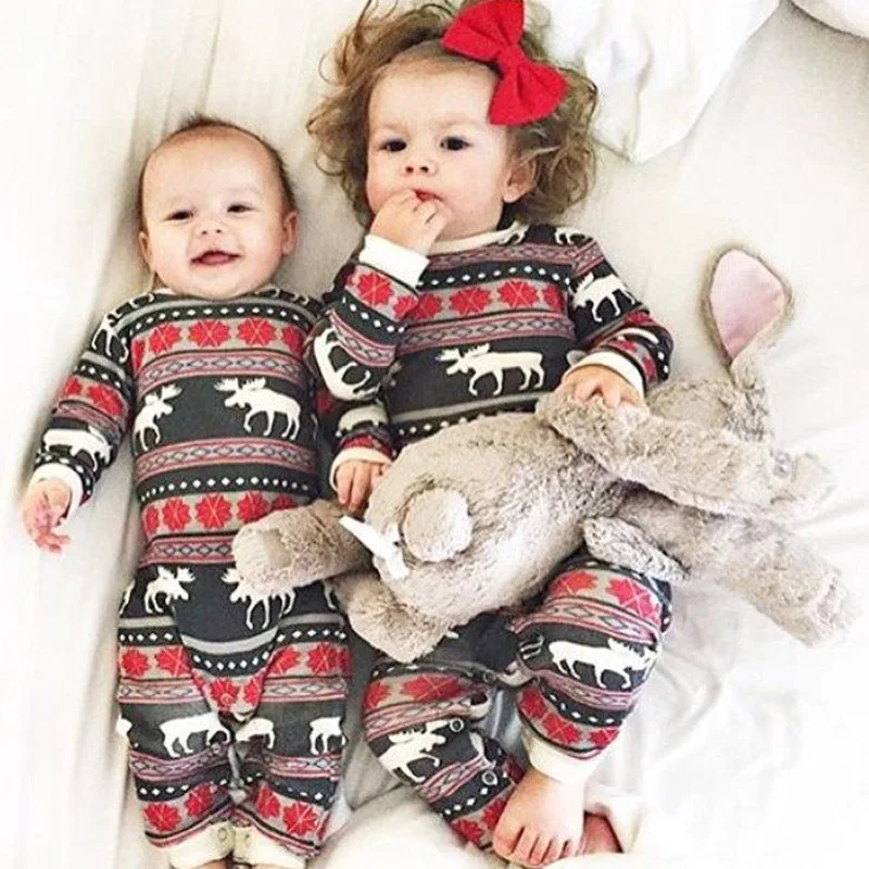 Детская Рождественская одежда на новый год Сезон осень зима Комбинезон с