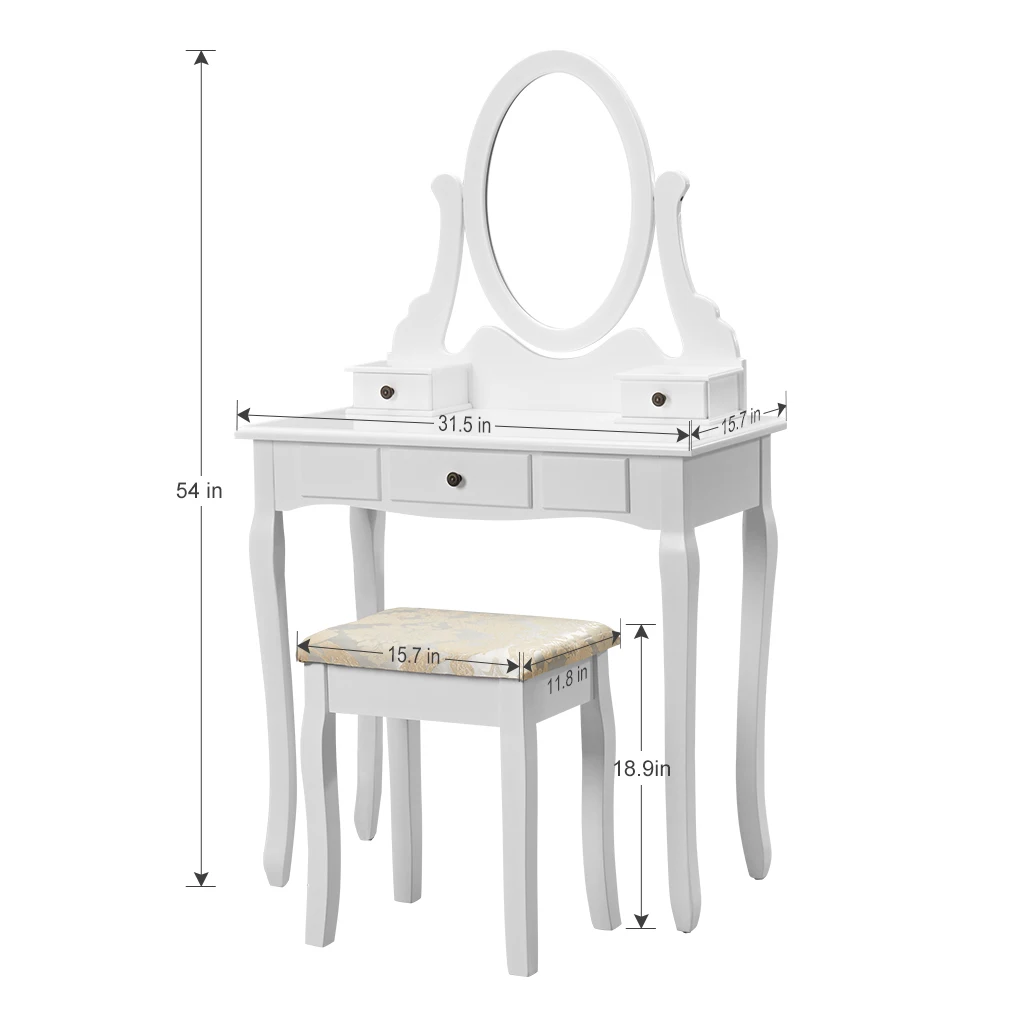 LANGRIA комоды для макияжа туалетный столик VanityStool набор регулируемое поворотное овальное зеркало 3 выдвижных ящика цельное прорезиненное дерево queen Anne Legs
