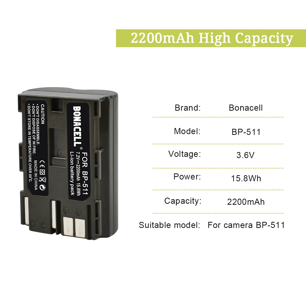 Bonacell 7,2 V 2200 мА/ч, BP-511 BP-511A BP 511A Батарея+ ЖК-дисплей двойной Зарядное устройство для цифровой однообъективной зеркальной камеры Canon EOS 40D 300D 5D 20D 30D 50D 10D G6 L10