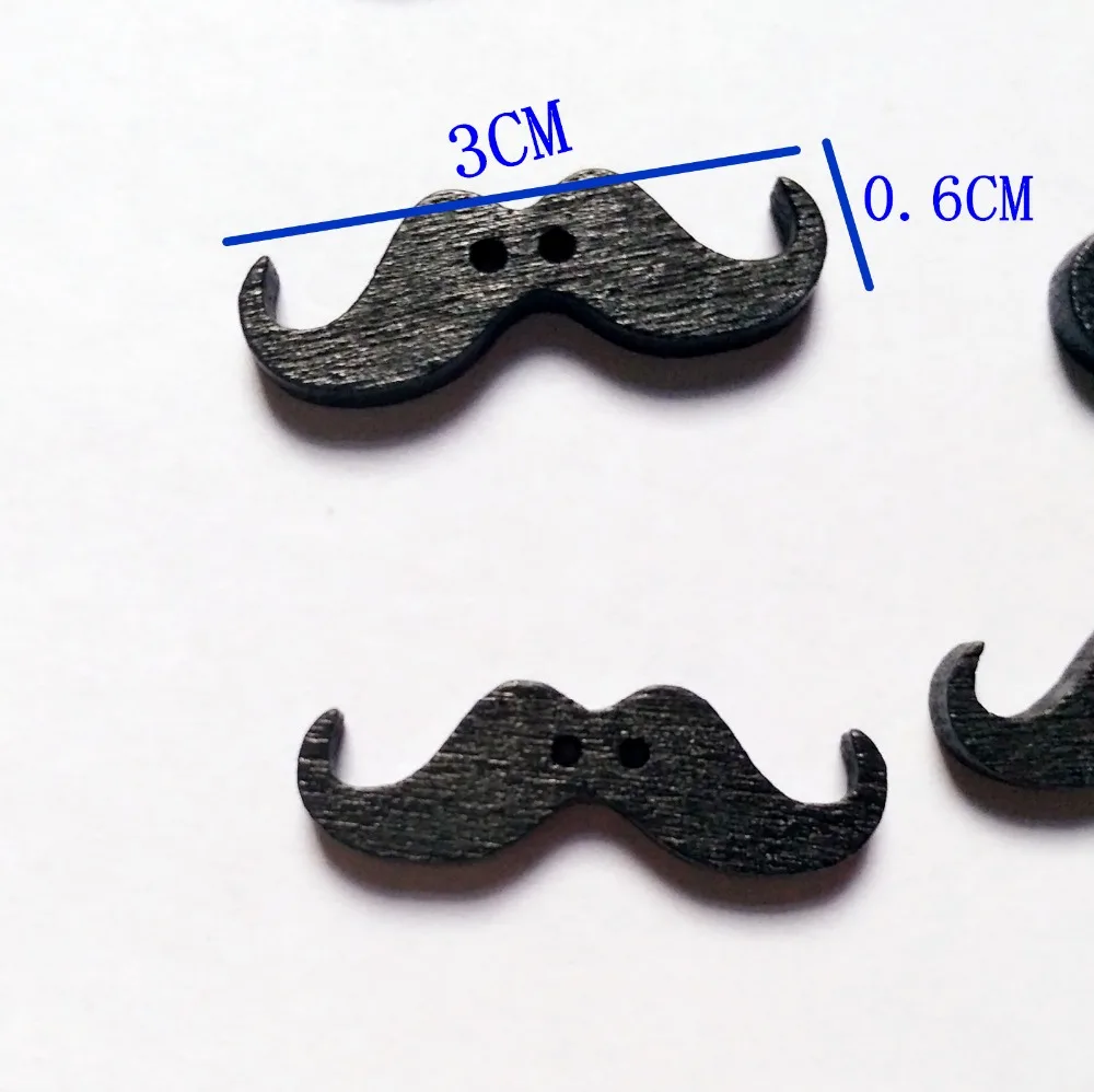 Послушание 100 шт. DIY черные усы Shaped деревянный Вышивание Пуговицы мобильный В виде