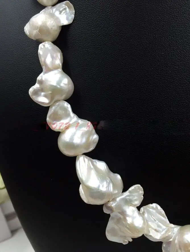 Настоящее огромное AAA Южное море белое барокко 15 35 мм Жемчужное ожерелье 18 'Ƌ