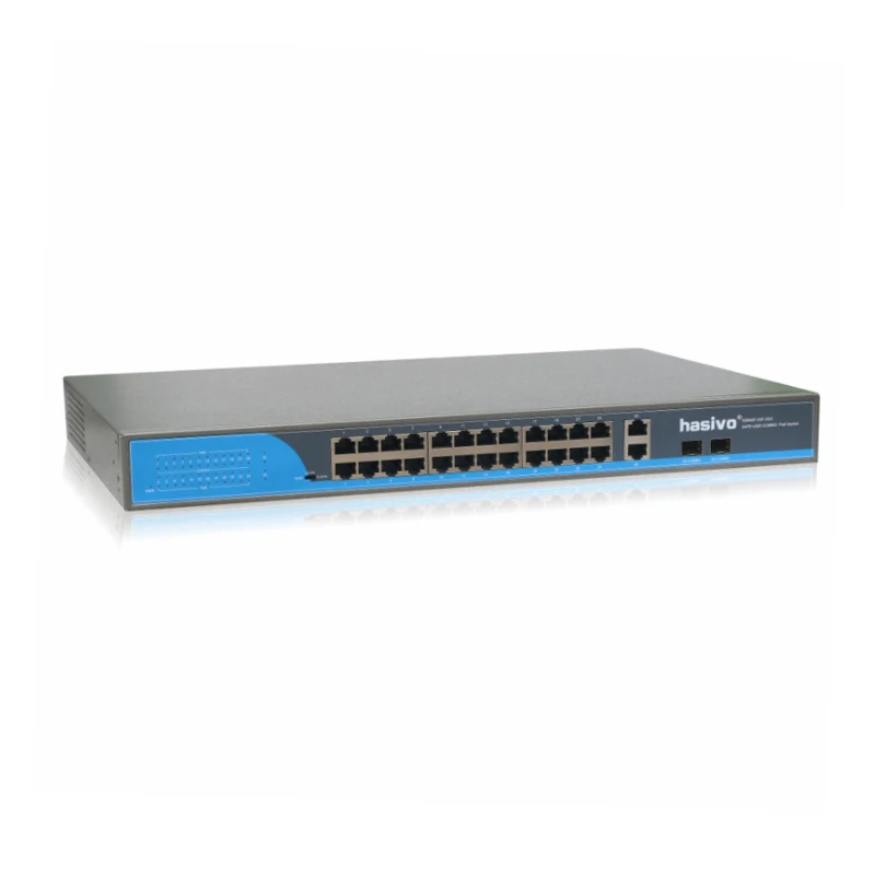 24 порта 10/100 Мбит/с PoE Ethernet коммутатор Поддержка IEEE802.3af/at с 2 портами 1000 м SFP COMBO poe 48В