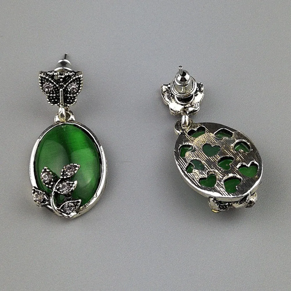 Женские серьги пусеты с опаловым покрытием 1 пара в ретро стиле со стразами и