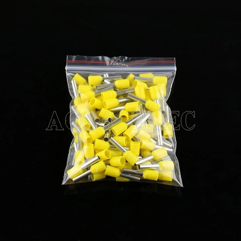 E1008 E1010 E1012 трубки Изоляционные изолированные клеммы 100 шт./упак. 1MM2 кабель провода разъем изоляционные обжимной терминал разъем - Цвет: yellow