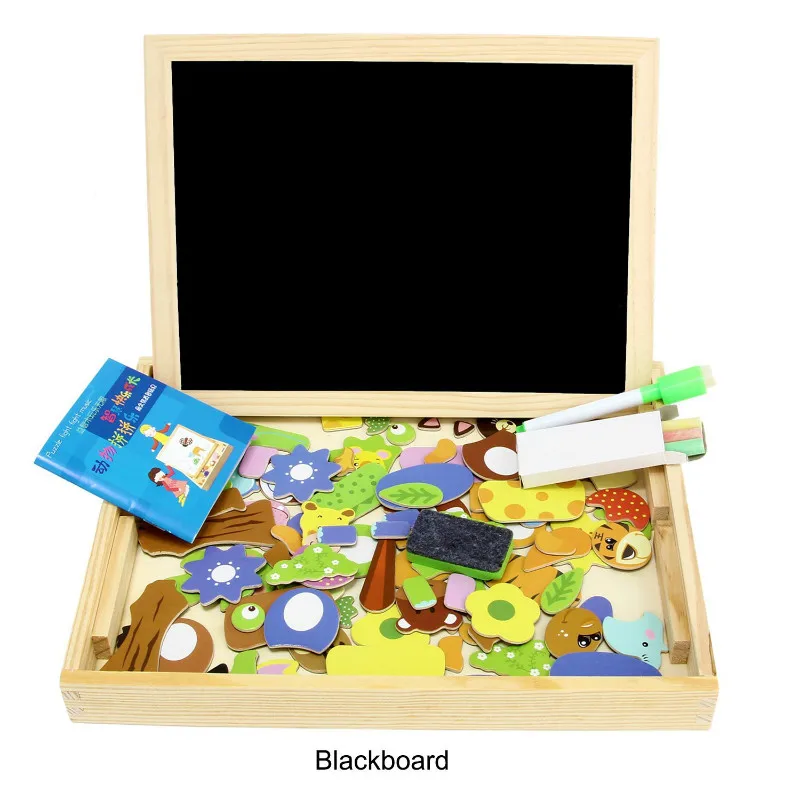 Деревянная Двусторонняя доска для рисования магнитная головоломка игровой