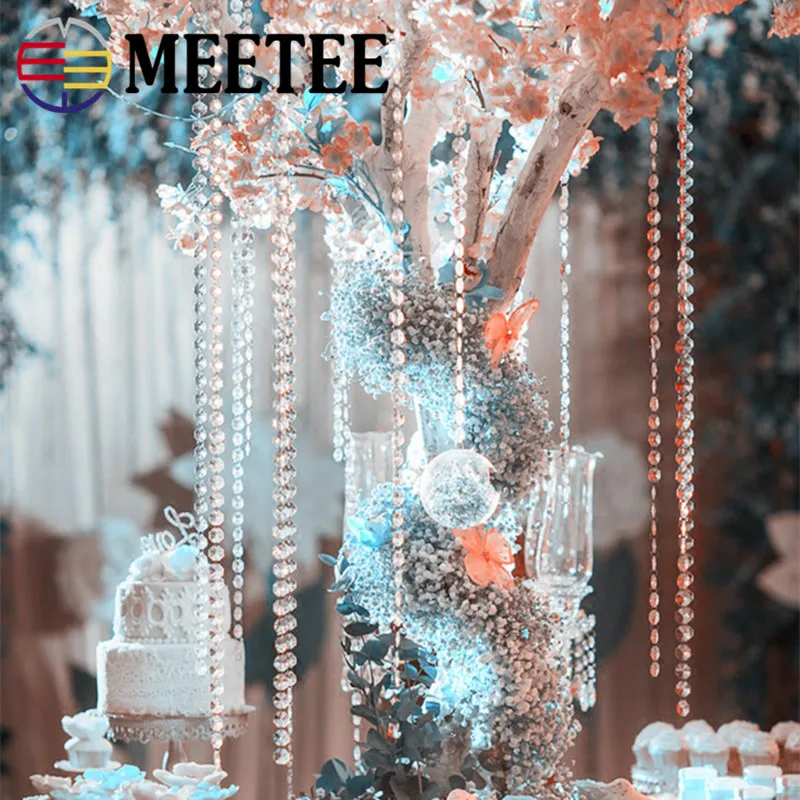 Meetee 5Meters Acrylic Crystal Bead Lace Trims Colourful Family Decoration DIY Curtain Pendant Accessories ZK572 | Дом и сад