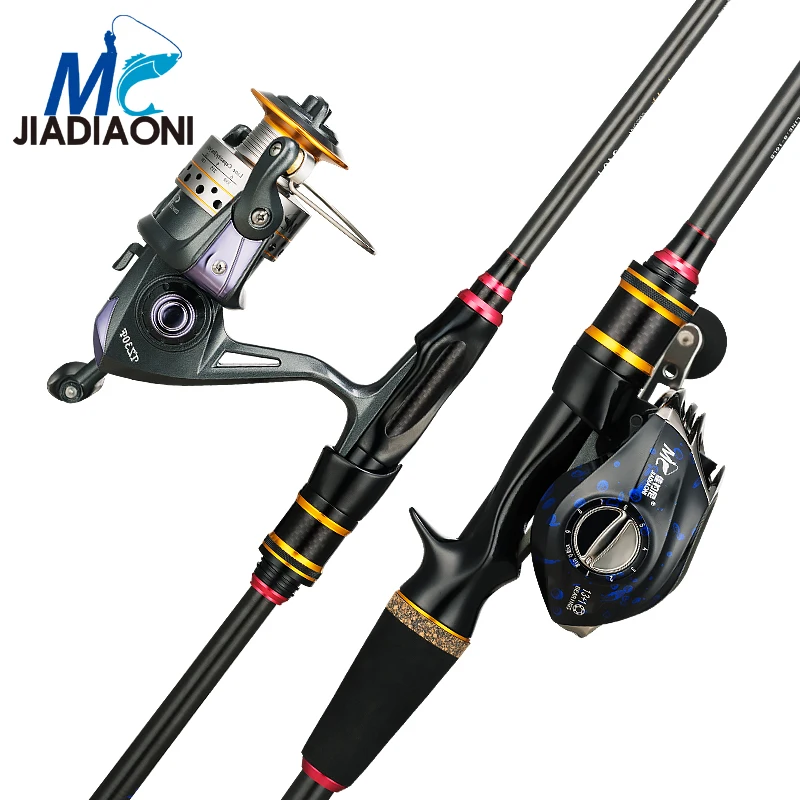 JIADIAONI Carbon Fiber 2.1m/2.4m Spinning Casting Lure Fishing Rod with 2 Tips Tackle | Спорт и развлечения