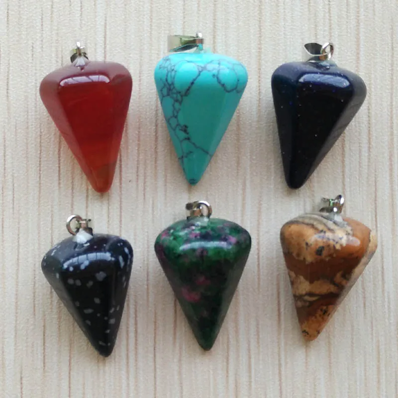 Оптовая продажа 12 шт./лот модные подвески в форме пирамиды из натурального камня