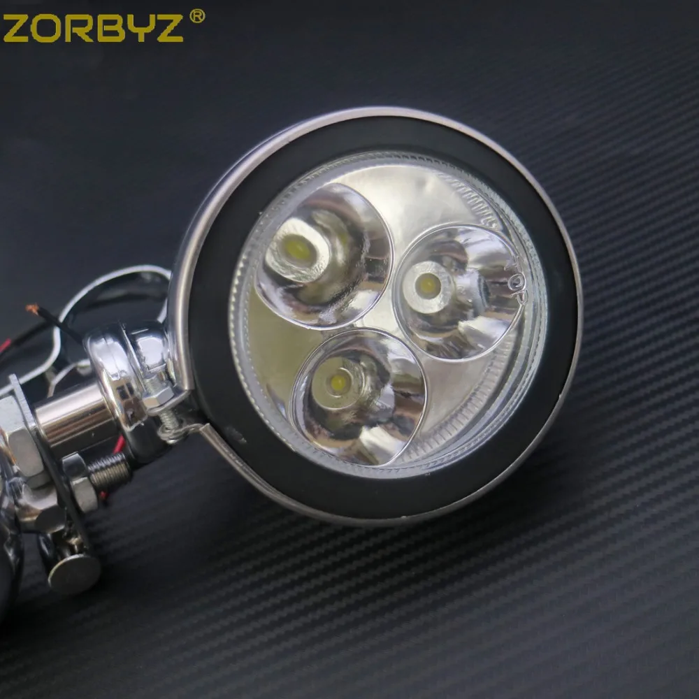 ZORBYZ мотоцикл хромированный металлический указатель поворота светодиодный для вождения, проходящего пятно, противотуманный светильник, бар для Турин Чоппер на заказ