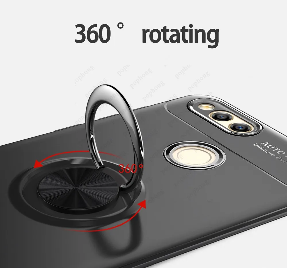 Волшебное кольцо мягкий чехол для телефона 360 градусов Защита Huawei honor 7x 8x 7c 8c 9i v9 10