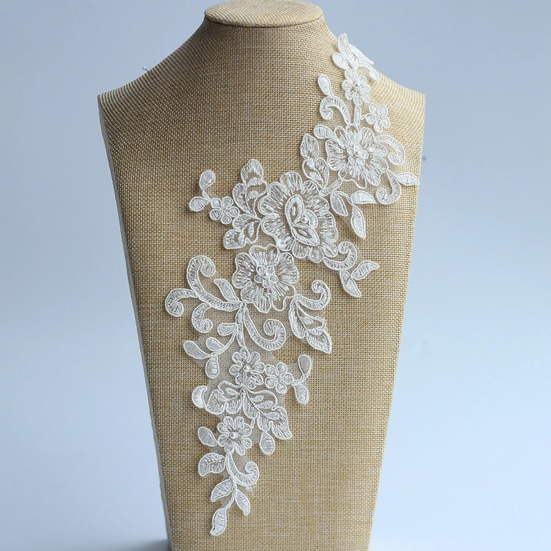 Женская Кружевная аппликация вышитая бисером нашивка для свадебных