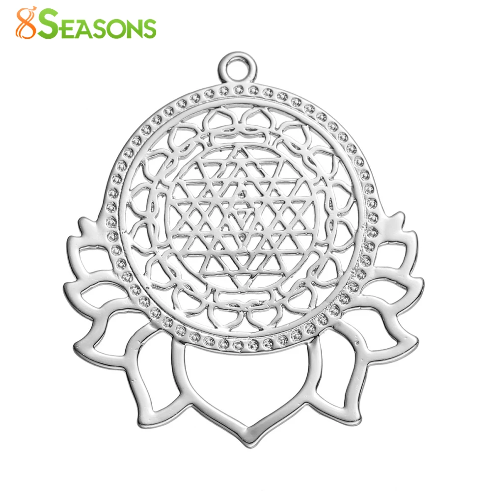 8 сезонов медные Подвески для медитации Sri Yantra цветок лотоса серебряный цвет