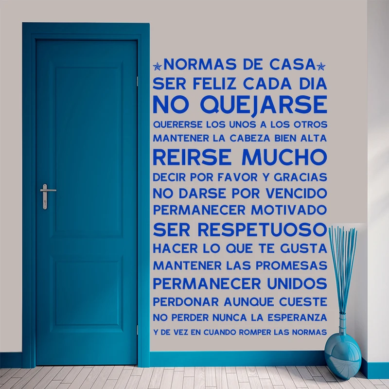 Испанский версия Нормас де Каса Дом правила стены Стикеры домашний декор