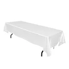 Прямоугольная атласная Скатерть с двойным сшитый край, 1 шт., 145 см x 304 см, белаячерная скатерть для свадебного Рождественского украшения