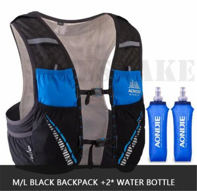 ML Black 2 bottle AONIJIE сумки для бега гидратация пакет рюкзак Жилет Жгут водный Пузырь Пешие прогулки Кемпинг марафон гонки скалолазание 5L - Цвет: ML Black 2 bottle
