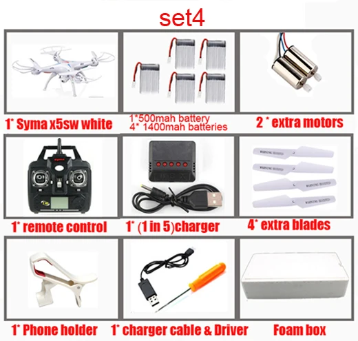 SYMA X5SW/X5SW-1 fpv Квадрокоптер WiFi Дрон с камерой Безголовый в реальном времени Радиоуправляемый вертолет игрушки - Цвет: set 4