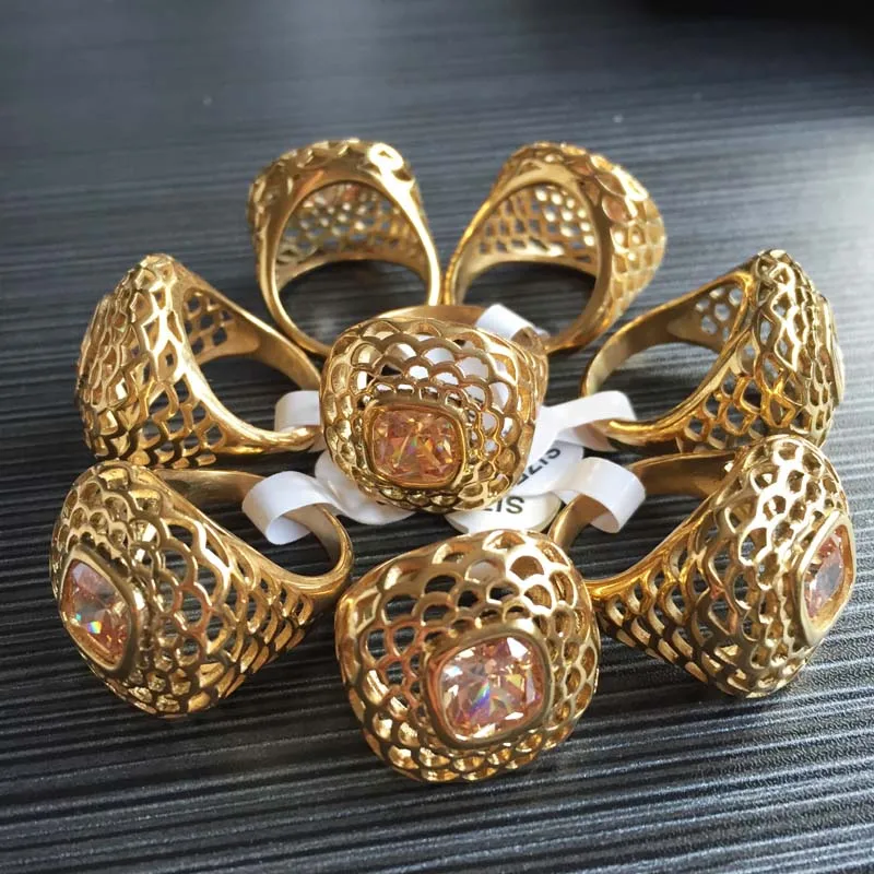 Женское кольцо из нержавеющей стали с фианитом размеры 6 # 8 9 #|stainless steel rings women|stainless