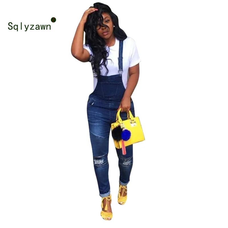 New Arrival Sleeveless Jumpsuit Jeans Sexy Bodysuit Women Denim Overalls Rompers Girls Straight Hole Pants Jean Lady Streetwear | Женская